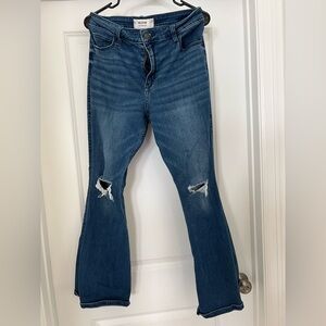 Hollister Blue Flare Jeans with Distressed Details